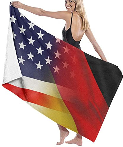 Lawenp Flagge von Deutschland und USA, Badetuch, Strandtuch, große Pooltücher, sehr saugfähige, weiche und schnell trocknende Badetücher