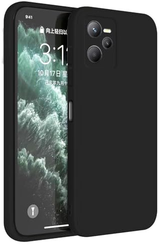 Topme Funda para Realme C35 / Realme Narzo 50A Prime (6.6 Inches) Carcasa Caja Case Estuche, Funda Protectora de Piel de Silicona TPU - Negro