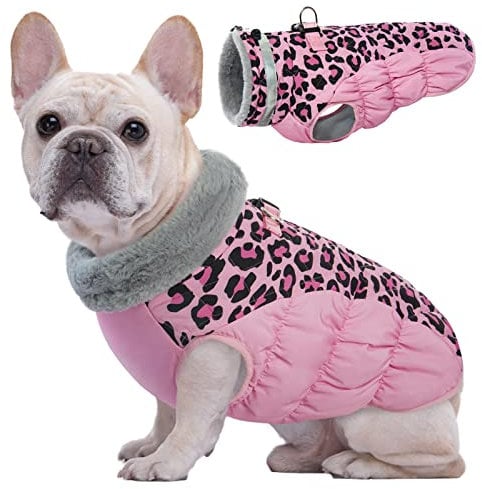 Kuoser Hundemantel Winter für kleine Hunde Wasserdicht & Winddicht, Warme Hundejacke mit Fleecefutter Reflektoren Reißverschluss, Pelzkragen & D-Ring – Outdoor Hundebekleidung, XS