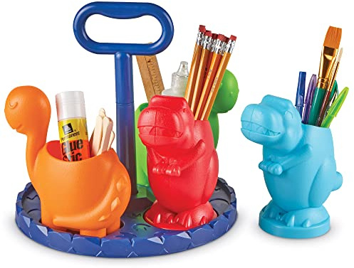 Learning Resources Create-a-Space Stiftehalter „Dinos“, Aufbewahrung für Mal- und Bastelmaterial, Stiftehalter für Ordnung im Kinderzimmer, Ordnung im Klassenzimmer, Utensilo für Schulmaterial