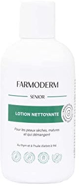Farmoderm Gel Douche Antibactérien au Thym & l'huile de Théier - Nettoyant corporel quotidien pH neutre pour les personnes âgées, incontinentes, handicapées - Peaux sensibles, sèches et qui démangent