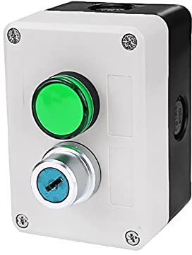 KAVJU Interruttore a pulsante impermeabile a 2 fori per avviare e arrestare autosigillante da 220 V con indicatore luminoso Interruttore di arresto dell'industria elettrica (colore: luce verde con