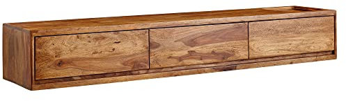 KADIMA DESIGN TV-Kommode zum Aufhängen | Lowboard Hängend Sheesham Massivholz 160x25x35 cm | Design Fernsehschrank Braun | Fernsehtisch mit Stauraum | Moderner TV-Schrank Wand