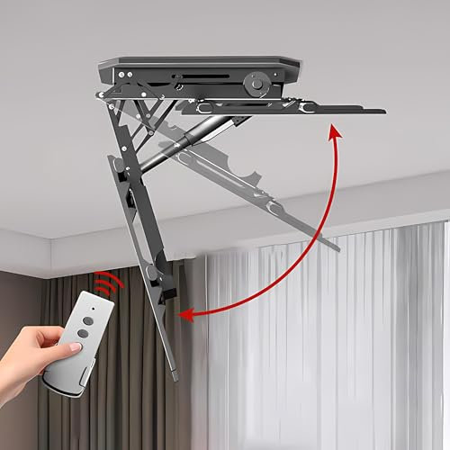 RAJYQODIS Soporte De TV Motorizado, Soporte De Techo para TV Eléctrico con Mando A Distancia Y Control De Interruptor, Elevador De TV Motorizado para Televisores De 50-90 Pulgadas