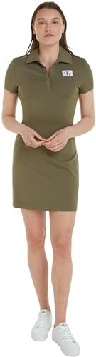 Calvin Klein Jeans Damen Polokleid Milano Utility Dress Kurzarm, Grün (Dusty Olive), M