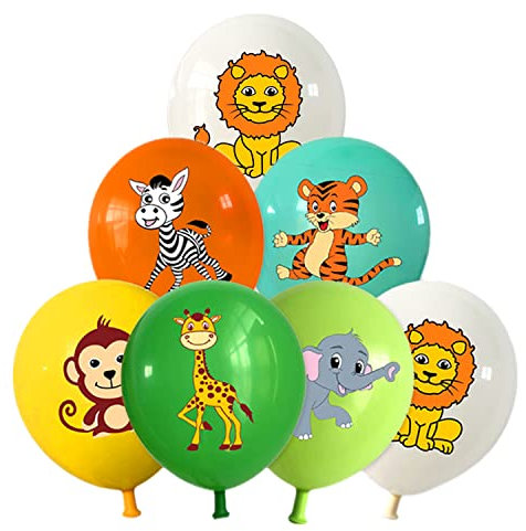 Jungle Animals Geburtstags Party Dekorationen, 18 Stück 12 Zoll Dschungeltiere Latex Ballons für Kinder Junge Mädchen Tiere Thema Deko Geburtstag Party Supplies