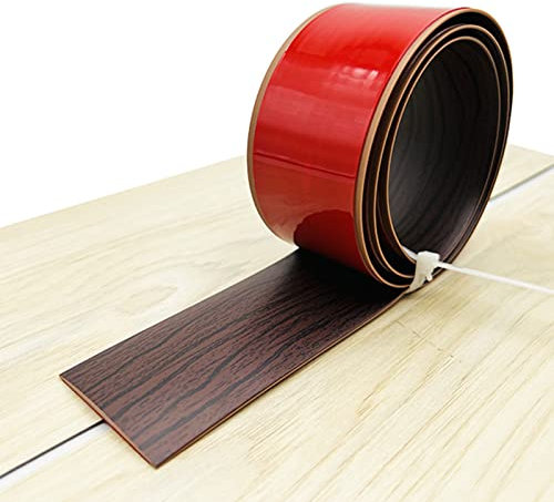 PVC Selbstklebend Abdeckleiste 1/3/10M Übergangsprofil Wasserdicht Selbstklebend,Übergangsschiene Abschlussprofil,Gummi Wandsockelleiste,Boden Teppich Laminat (Schwarze Walnuss, 10M)