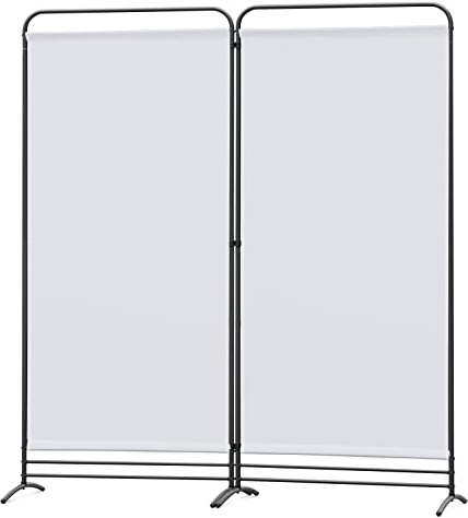 Angel Living Paravent 2 Teilig Klappbar Raumteiler Freistehend Sichtschutzwand Raumteiler Stellwand Trennwand Sichtschutz für Büros, Balkon,Schlafzimmer,Außengarten, 162 x 180cm Weiß