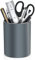 Metal Pen Holder for Desk Round Aluminum Desktop Organizer and Makeup Brush Holder Storage Box for Office, School, Home, and Kids, Non-slip silicone bottom3.9×3.14inch (Grey)