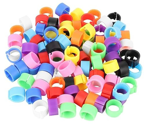 100 Stück Vogelringe,Taubenringe,Wachtelringe,Hühnerringe,Kunststoff-Identifikationsring,Geflügelband,Klemmringe zum Markieren von Vogelpapageien,Tauben,Wachtelküken (8 mm)