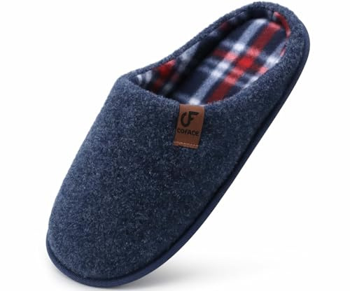 COFACE Mens Cozy Memory Foam Slippers Casual Warm Slip On House Shoes
