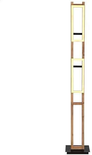 INNOVATE LED Stehlampe Holz, moderne Stehleuchte Kabellänge 200cm, LED Stehleuchte 3000K, Wohnzimmerleuchte Holzoptik 150cm hoch, Wohnzimmerlampe 30W, Lampe schwarz Holz/Metall