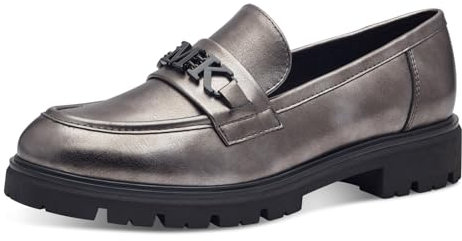 MARCO TOZZI by Guido Maria Kretschmer Damen Loafer ohne Absatz Elegant mit Blockabsatz, Silber (Pewter), 40 EU