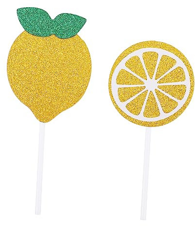 STOBAZA 24St Zitronen-Kuchen-Topper Geburtstagstorte Topper geburtstagstorte dekorationen Cupcakes Ornament Zitronen-Babyparty-Dekorationen Limonadenstand Obst Zylinder