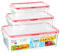 HOMESHOPA Plastic Airtight Food Storage Containers, 3 Pack Rectangle BPA Free Leakproof Stackable Reusable Lunch Boxes, Meal Prep Container for Kitchen & Pantry, Microwave Freezer Dishwasher Safe