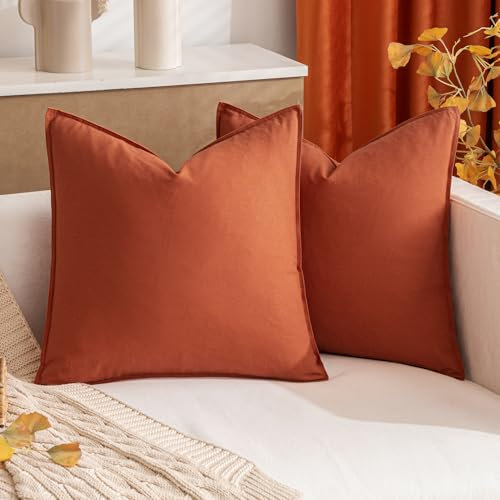 MIULEE Kissenbezug Kissenhülle Dekokissen Leinen Baumwolle Dekorative Kissenbezüge Waschbar Sofakissen mit Verstecktem Reißverschluss für Wohnzimmer Schlafzimmer Sofa 2er Set 50x50 cm Karamell