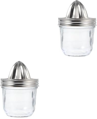 TOPBATHY 2 Piezas Exprimidor Limón Tarros Cristal Para Dulces Exprimidor Mano Exprimidor Manual Con Vaso Exprimidor Frutas Vidrio Verde Caviar Metal Acero Inoxidable