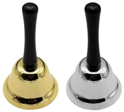 2 campanas pequeñas, campanas de mano, minicampanas de acero inoxidable, campanas de servicio, campanas de mano de acero inoxidable (oro, plata)
