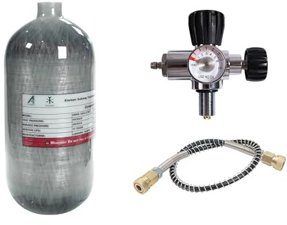 TUXING 4500Psi 2,5L Tauchflasche aus Kohlefaser mit Atemregler-Füllstation, Hochdruck-Verbundzylinder (nicht DOT-zertifiziert), Tauchflasche, PCP-Luftflasche für PCP-Luftgewehre, Schnorcheln und Wasse