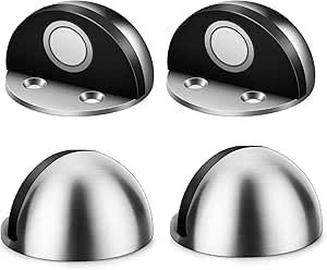 Türstopper - Türstopper Boden 4 Stück Door Stopper Edelstahl Tür mit Schrauben und Klebstoffen Expansionsrohr für Glastüren Balkontüren Alle Hartböden Zum Schutz Von Wand und Möbel(Silber)