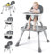 Naxudcoo Baby-Hochstuhl, tragbare Hochstühle für Babys und Kleinkinder ab 6+ Monaten, Baby-Stuhl mit abwaschbarem Sitz, abnehmbarem Tablett Baby-Hochstühle 6 Monate Plus（Grau)