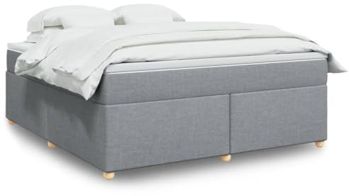 Sufrk Boxspringbett mit Matratze Hellgrau 180x200 cm Bett Boxspringbett Bett Mit Matratze Schlafzimmer MöBel Betten Stoff