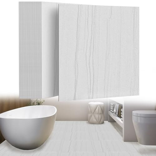 UISEBRT Selbstklebend Bodenfliesen 54 Stück 5,02m² PVC Bodenbelag Vinylboden Betonoptik Klebefliesen Meterware Fliesenoptik für Küche Bad Flur Wohnbereich 30×30cm 【Modell D】