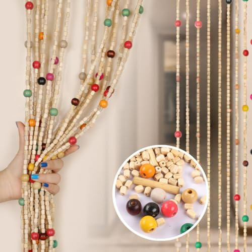 Perlenvorhang Bambusvorhang Für Türöffnungen 70x180 80x190 90x200 100x200 120x210cm Handgemachtes Natürliches Hölzernes Boho Hängendes Perlenvorhang Raumdekor, Für Türöffnung(Rainbow,80x190cm)