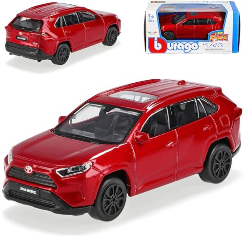 alles-meine.de GmbH T*o*y*o*t*a RAV4 Rot 5.Generation Ab 2018 1/43 Burago Modell Auto mit individiuellem Wunschkennzeichen
