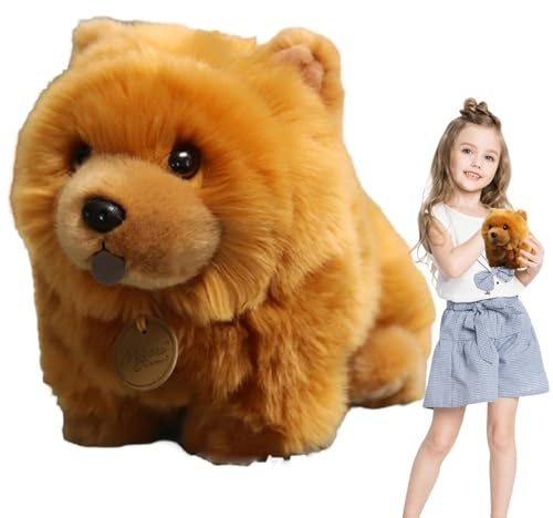 ETUCYNG Plüschtier Chow Chow, Plüschspielzeug für Welpen und Hunde | realistisch, 25 cm, Plüschtier – aus weichem und bequemem Plüsch, Tier