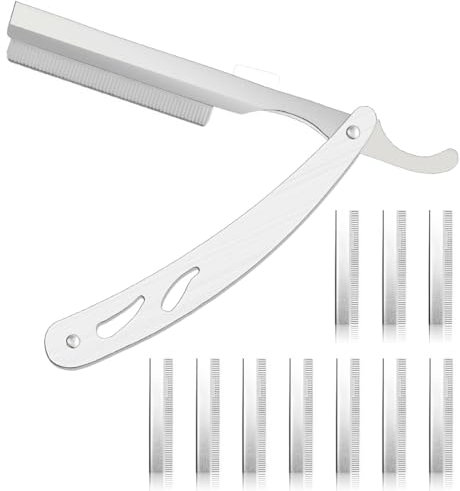 XPEX Rasierer herren Set mit 10 Wechselklingen,barttrimmer,rasiermesser,rasierhobel herren,Hochwertiges Edelstahl Barber Bartmesser mit extra scharfen Klingen - Barbier Rasier Messer für präzise Bart