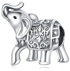 PANPOKI Charms Anhänger aus 925er Sterlingsilber, Bead Charm für Damen, kompatibel mit europäischen Armbändern und Halsketten (Elefant Charms)