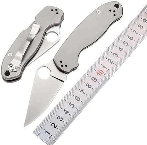 Joa Klappmesser Titan Taschenmesser Beste Aus Stahl Titanlegierung Klein Outdoor edc messer Survival neck knife Tanto Jagdmesser scharfes einhandmesser/2 clips, Geschenk für Männer