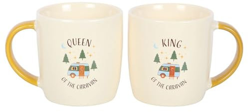 Tech Island Coffee Mug, Camping King and Queen Couples Mug Set of 2, Coffee Cups, for Husband & Wife, Bride & Groom, Wedding, Anniversary, Valentine’s Day