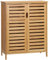 kleankin Badezimmerschrank Badschrank Beistellschrank mit 2 Lamellentüren, 2 Innenregalen, Bambus Aufbewahrungsschrank für Badezimmer, Wohnzimmer 68 x 32 x 86 cm Natur