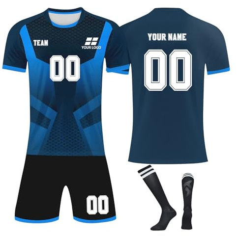 Generisch Personalisiertes Fußball Trikot 3 Teiliges Set Kinders & Erwachsene Fusstball Shorts&Trikots mit Customisable Name Nummer Team Logo Football Trikot