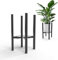 Soporte ajustable para plantas, adecuado para macetas con un diámetro exterior de 24 – 36 cm, 38 cm de alto, soporte de metal negro con bandejas, maceta para soporte interior y exterior (con palé)