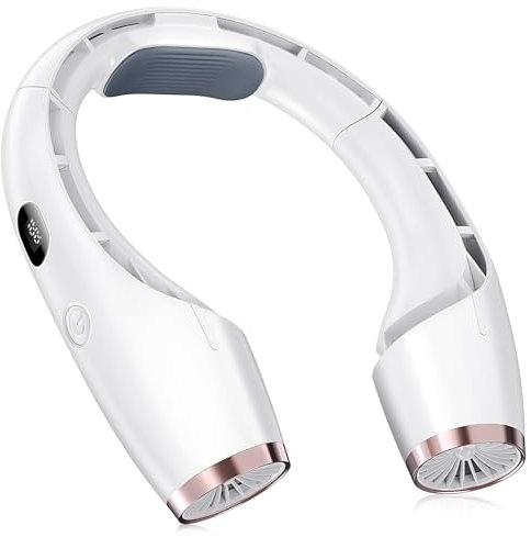 Portable Neck Fan, Next-Gen 720° Cooling, 6000mAh 18Hrs Long-Lasting, 3-Speed LED Battery Display, Ultra-Quiet, Rechargeable Personal Fans for Office/Travel/Outdoor Gift for Women Men - White