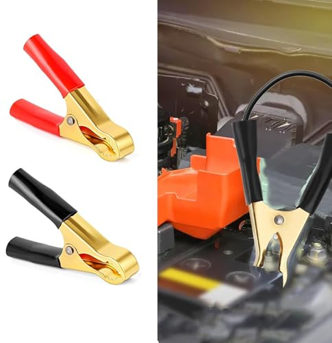 6 PCS Jump Lead Clamps, Heavy Duty Pure Copper Crocodile Clamps, Car Battery Alligator Clips, for Car Auto (Red + Black)