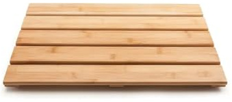 HubewaGlobal Tapis de bain en bambou naturel pour salle de bain, douche extérieure et spa 50 x 33 x 2,5 cm multi-usages avec pieds en caoutchouc antidérapants