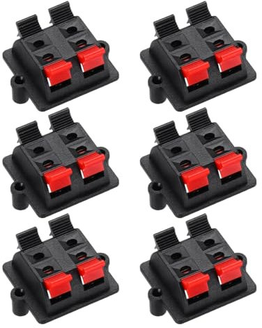 sourcing map 4 Ways Spring Speaker Terminal Clip Push Release Connector Audio Cable Terminals Strip Block Black Red WP4-03 6Pcs