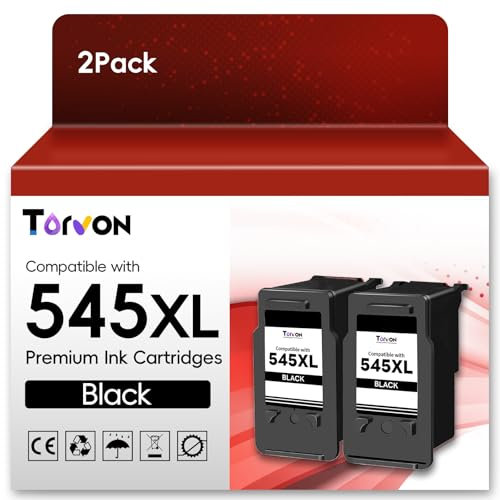 Torvon PG 545 XL Schwarz Ersatz für Canon 545 XL Schwarz Druckerpatronen 545XL Black für Canon Pixma TS3350 MX495 TR4550 TS3150 TR4551 MG2550s MG2555s TS3151 MG3050 TR4600 MG2950 (2-schwarz)