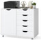 COSTWAY Mobile File Cabinet, 4/5 Drawers Lateral Stationery Storage Organiser Chest with Wheels and 1/2 Doors, Home Office Printer Stand Side Filing Cupboard (White-5 Drawers, 78 x 40 x 65cm)
