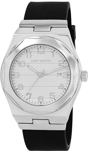 Just Watch Herrenuhr Alf mit Silikonband, Ø 41 mm, Schwarz/silberfarben
