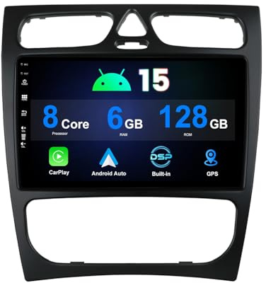 MISONDA 6G+128G Autoradio 9 IPS 2 DIN Android 15 Radio Coche para Mercedes Benz C-Class W203 C200 C320 C350 CLK W209 S203 A209 (2004-2007) Navegación GPS BT Carplay DSP Android Auto WiFi SWC RDS FM