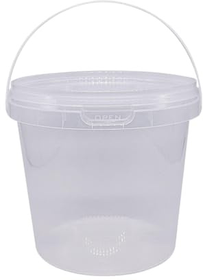 SKIR'CO 40 pezzi di secchi in plastica per alimenti con coperchi, 1 litro Contenitori riutilizzabili per alimenti con manici, secchi in plastica trasparente da 1000 ml