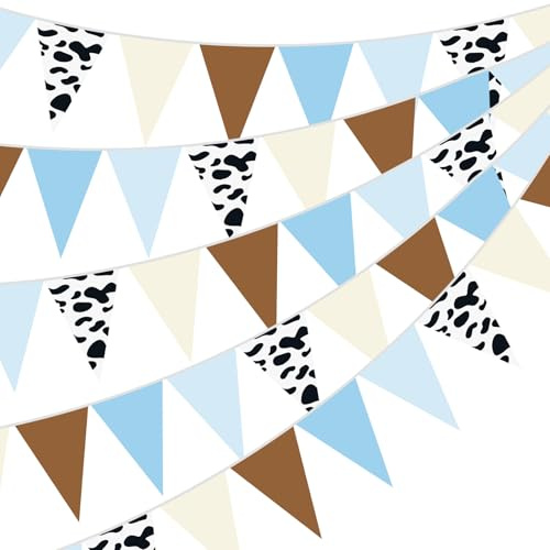 Pasimy 5 Stück Western Cowboy Party Dekorationen Cowboy Dreieck Flagge Banner Western Wimpel Banner Wild West Rodeo Dekor Wimpelkette für Party Baby Shower Geburtstag Dekorationen