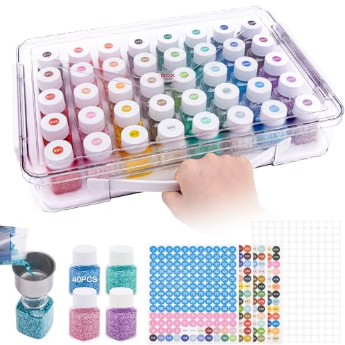 Diamond Painting Accessori, Scatola con Scomparti, Diamond Painting Kit Completo per Pittura Diamante