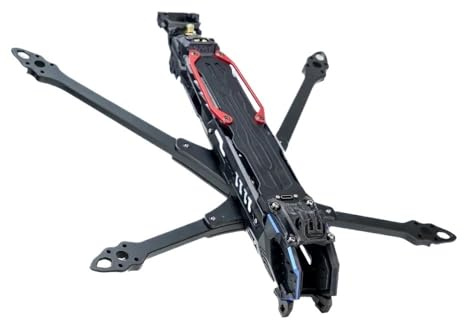 LINGOZS Für TJRC YJ-7,5 O4 Pro Frame Kit 318mm Radstand, Carbonfaser FPV-Renndrohne, 6S ​​Freestyle-Quadrocopter mit TPU-Halterungen(Black)