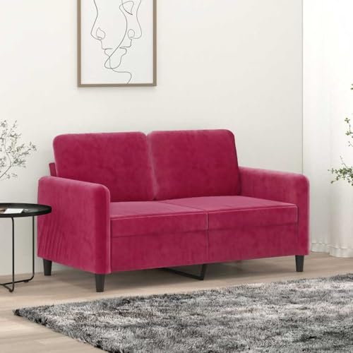 Frdhee Couch Jugendzimmer, Couch Jugendzimmer, Bodensofa Wohnzimmer, 2-Sitzer-Sofa Weinrot 120 cm Samt Fürs Balkon, Büro, Kleinen Raum, Einfache Montage